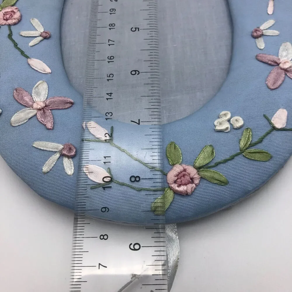 VINTAGE Floral Fabric Picture Frame Set of 2 Oval Cottagecore Grannycore